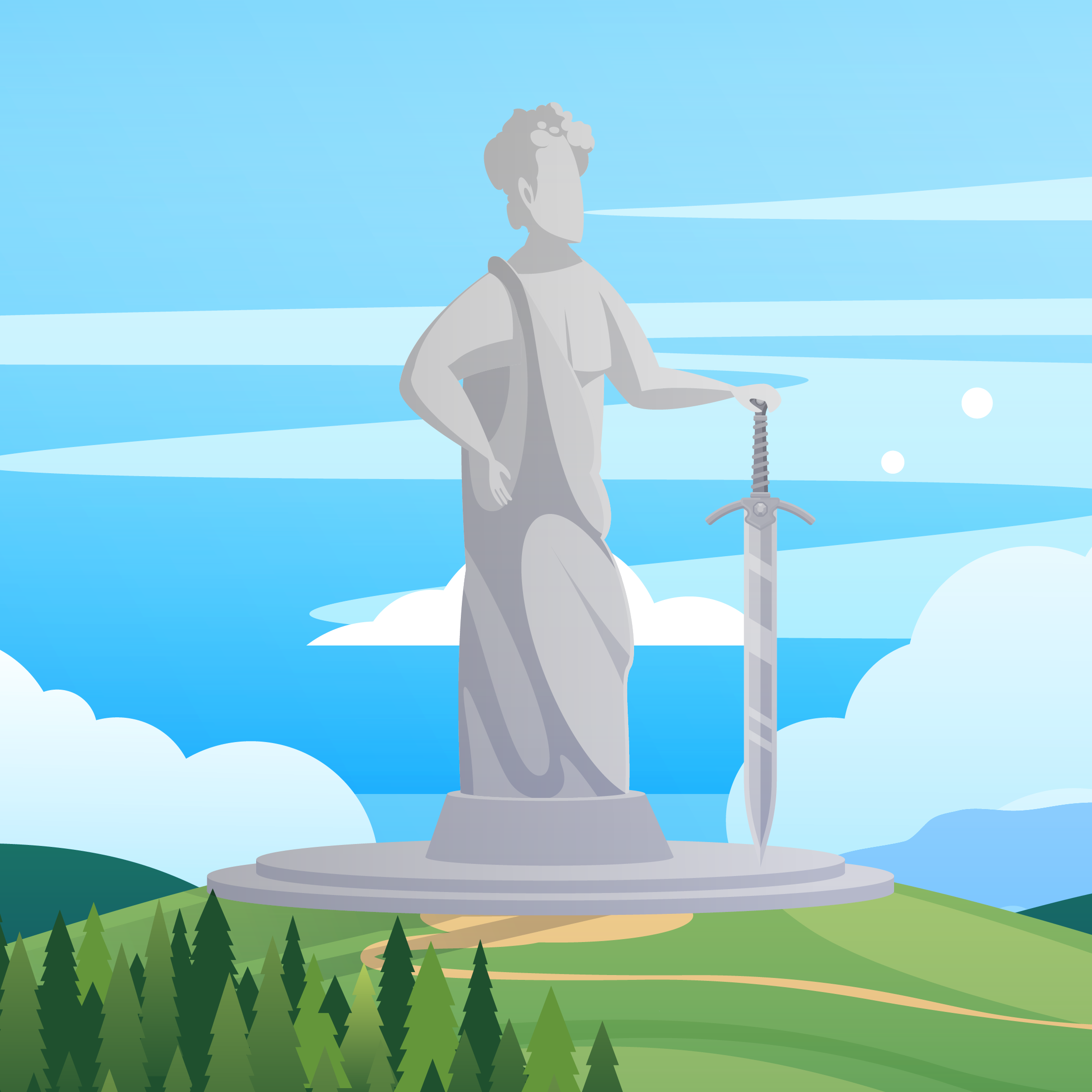 Statuesque clan motif